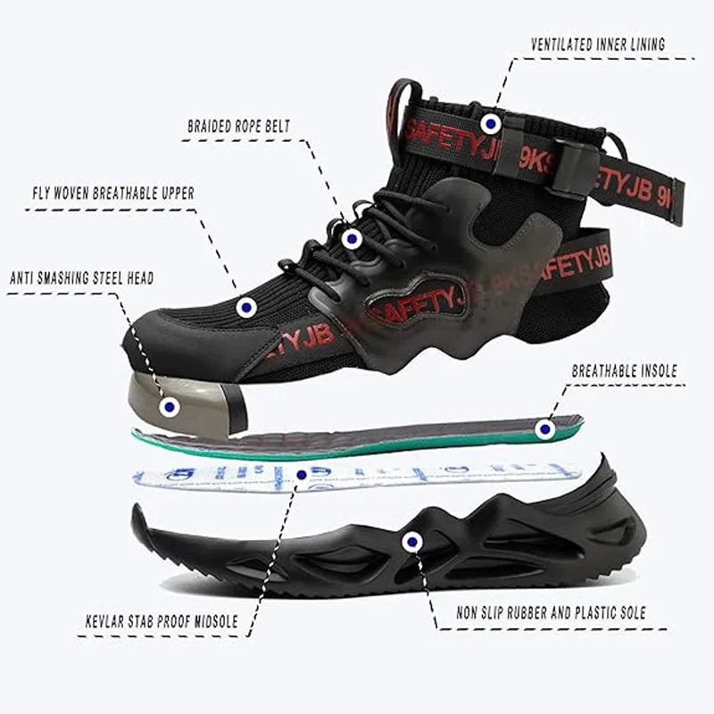 Men’s Fortex Steel-Toe Safety Sneakers – Lightweight, Anti-Puncture & Shock-Absorbing