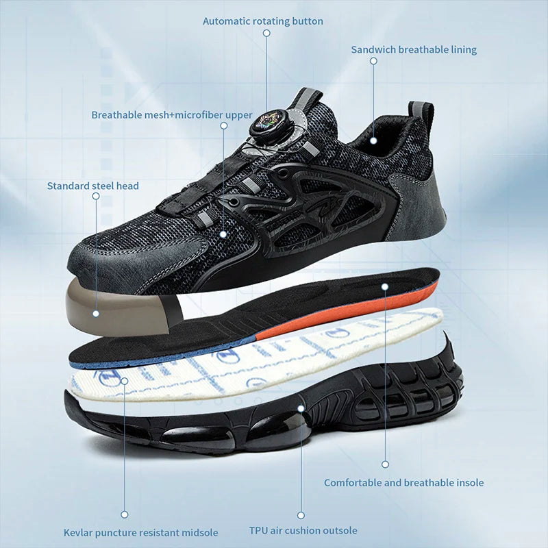 Men’s Aegis Pro Steel-Toe Safety Sneakers – Lightweight, Anti-Puncture & Shock-Absorbing