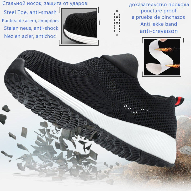 Men Casual Indestructible Shoes Steel Toe Cap