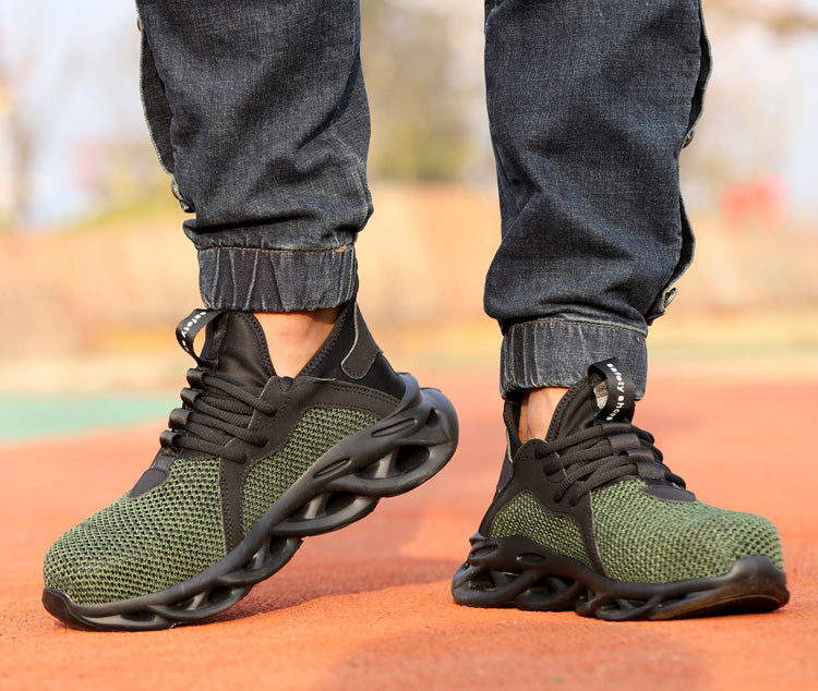 Xenon™ Green Steel Toe Work Sneakers — Lightweight, Breathable, Anti-Slip Safety Shoes for Long Shifts