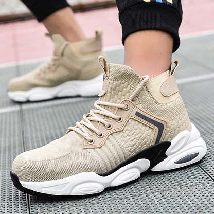 Alecto™ J3 Beige Steel Toe Work Sneakers — Lightweight, Breathable, Anti-Slip Safety Shoes for All-Day Protection