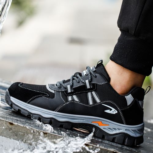 Triton™ J3 Steel Toe Work Shoes – Black | Lightweight Slip-Resistant Safety Sneakers for Tough Jobs