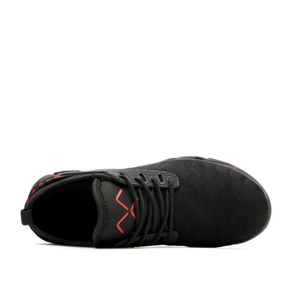 Tyche™ Black-Red Steel Toe Work Sneakers — Lightweight, Breathable, Slip-Resistant Safety Shoes