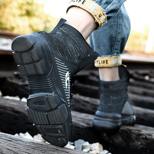 Perseus™ J3 High-Top Steel Toe Sneakers — Lightweight, Anti-Slip, Shock-Absorbing Safety Shoes (Black)