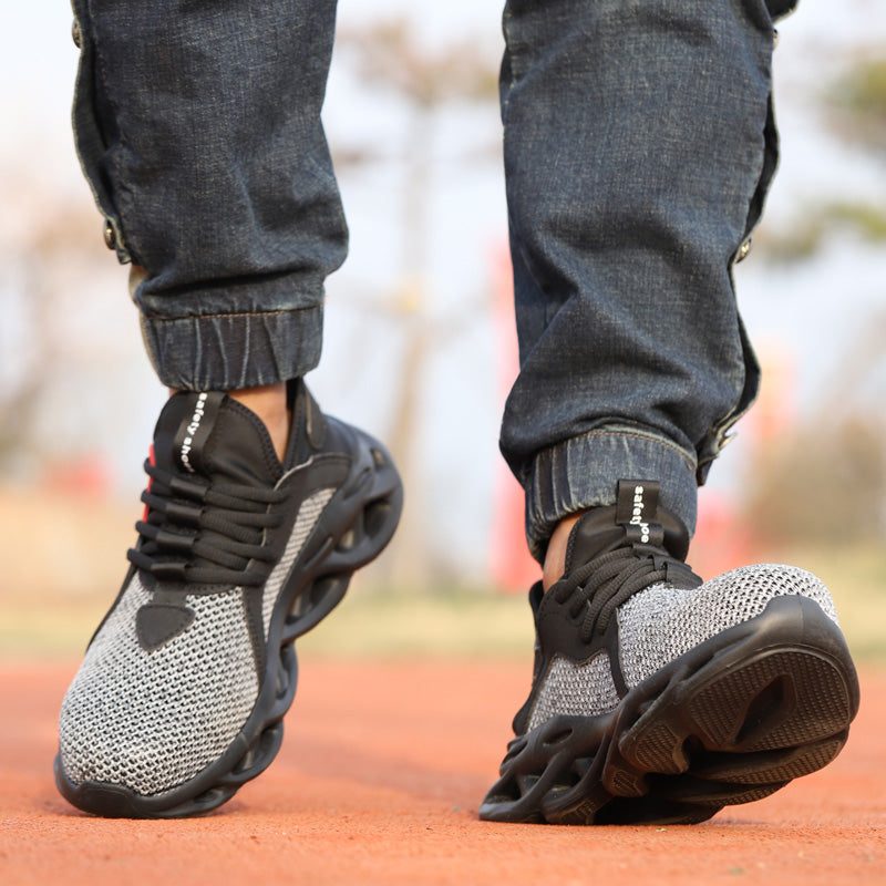 Xenon™ Grey Steel Toe Work Sneakers — Lightweight, Breathable, Anti-Slip Safety Shoes for Men