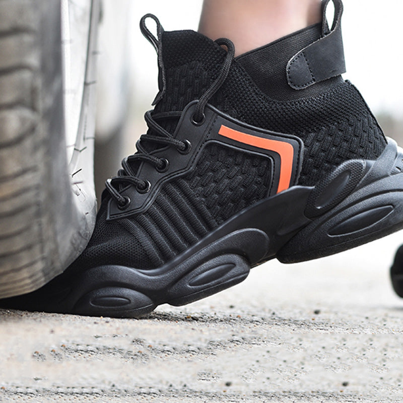 Alecto™ J3 Beige Steel Toe Work Sneakers — Lightweight, Breathable, Anti-Slip Safety Shoes for All-Day Protection