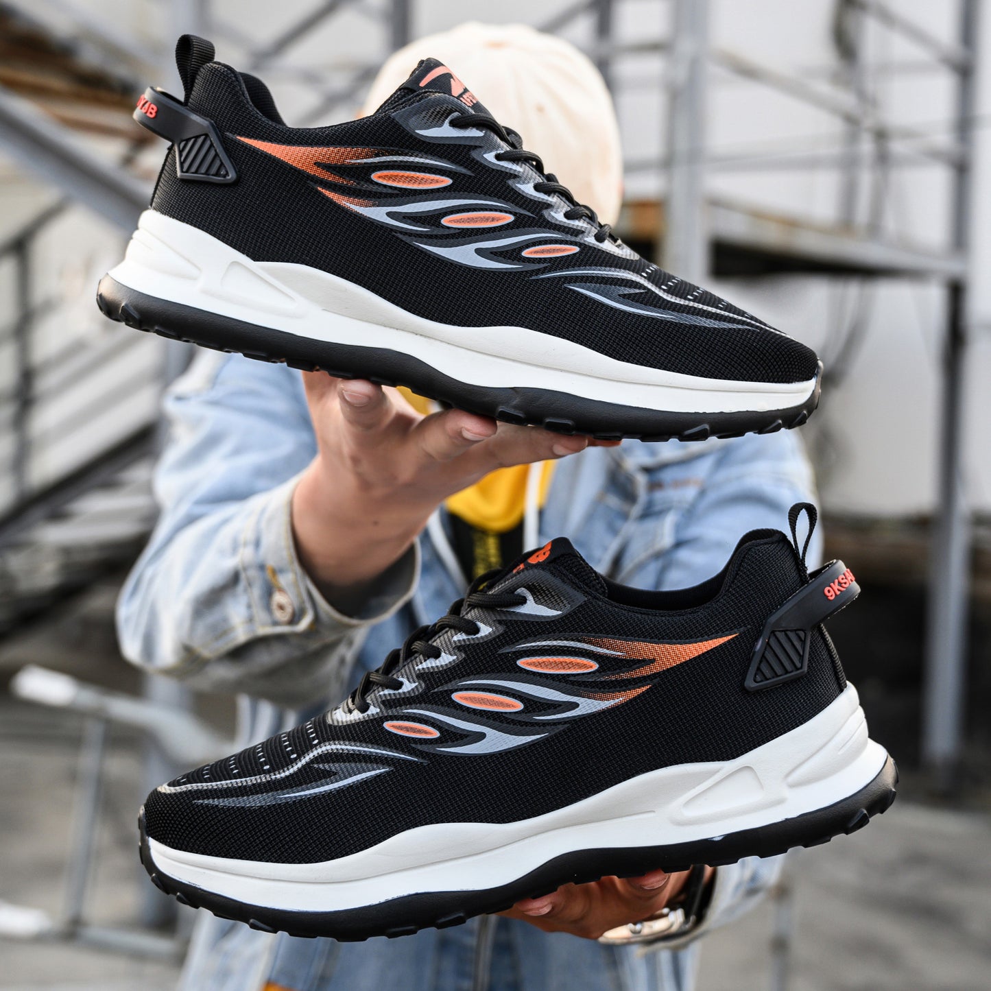 Anteros™ J3 S2 Steel Toe Work Sneakers — Lightweight, Breathable, Anti-Slip Industrial Safety Shoes (Black/orange)