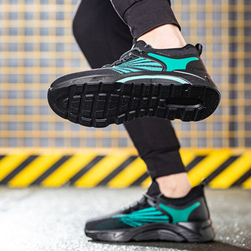 Aidos™ J3 Black-Gren Steel Toe Work Sneakers — Lightweight, Breathable, Anti-Slip Safety Shoes for Men