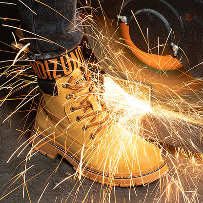 Boreas™ Brown Steel Toe Work Boots — Heavy-Duty, Slip-Resistant, Lightweight Safety Boots for Men