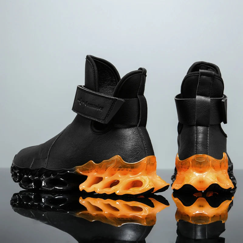 Momos Comanier™ Men’s Fashion Sneakers — Lightweight, Breathable, Shock-Absorbing Streetwear Shoes (Black/Orange)