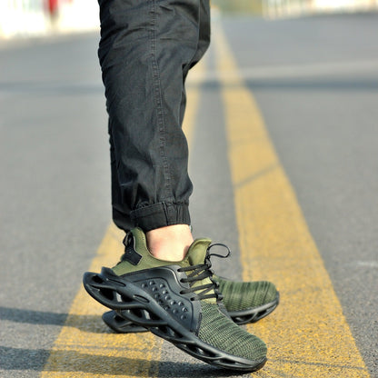 Xenon™ Dark Green Steel Toe Work Sneakers – Lightweight, Slip-Resistant, Breathable Safety Shoes