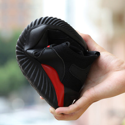 Helios™ Black Red Steel Toe Work Sneakers | Lightweight Slip-Resistant Safety Shoes