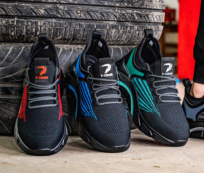 Aidos™ J3 Black-Bleu Steel Toe Work Sneakers — Lightweight, Breathable, Anti-Slip Safety Shoes for Men