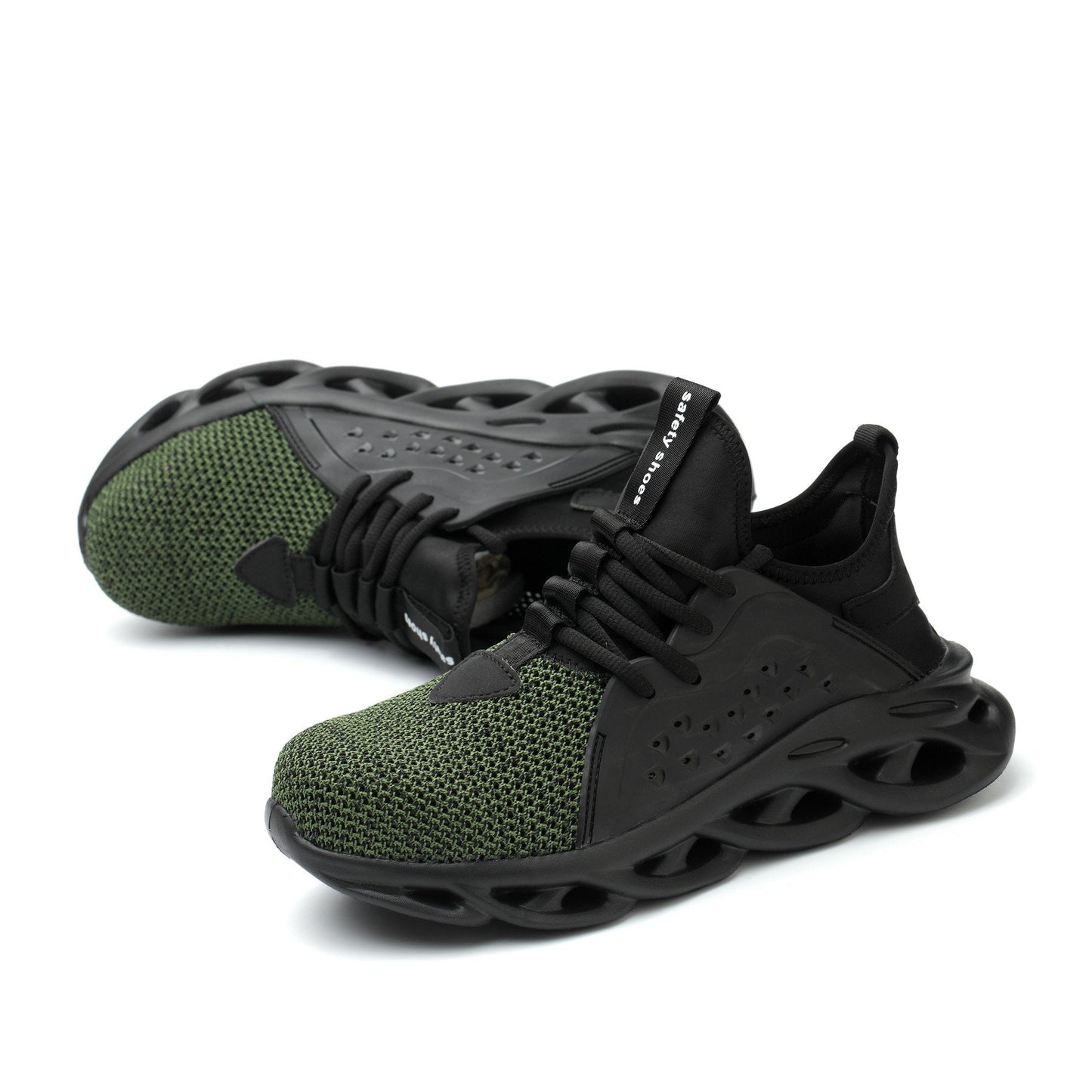 Xenon™ Green Steel Toe Work Sneakers — Lightweight, Breathable, Anti-Slip Safety Shoes for Long Shifts