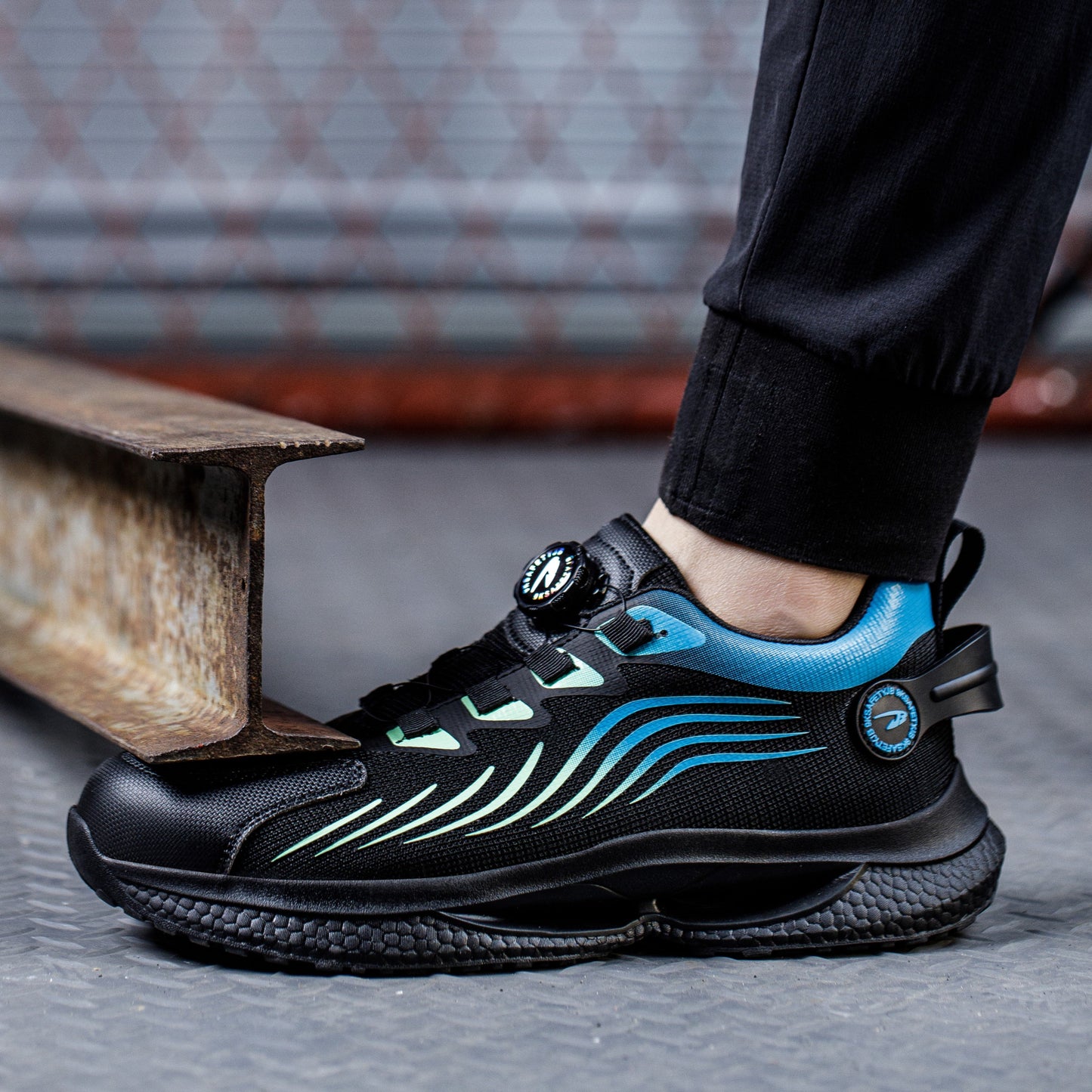 Kharon J3™ Steel Toe Sneakers Black/ Blue — Lightweight, Impact-Resistant, Anti-Slip Work Safety Shoes for Men