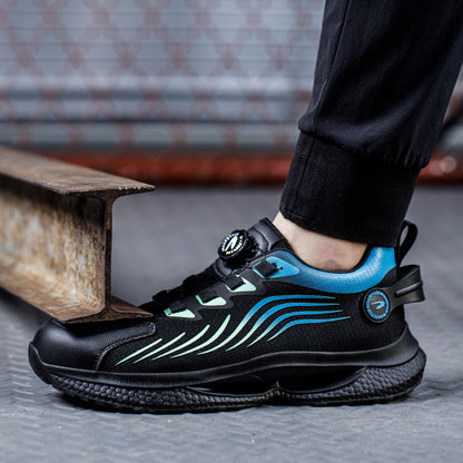 Kharon J3™ Steel Toe Sneakers Black/ Blue — Lightweight, Impact-Resistant, Anti-Slip Work Safety Shoes for Men
