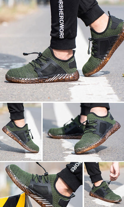 Harmonia™ Dark Green Steel Toe Safety Sneakers — Lightweight, Breathable, Anti-Slip Women’s Work Shoes