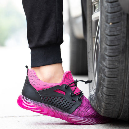 Harmonia™ Pink Steel Toe Safety Sneakers — Lightweight, Breathable, Anti-Slip Women’s Work Shoes