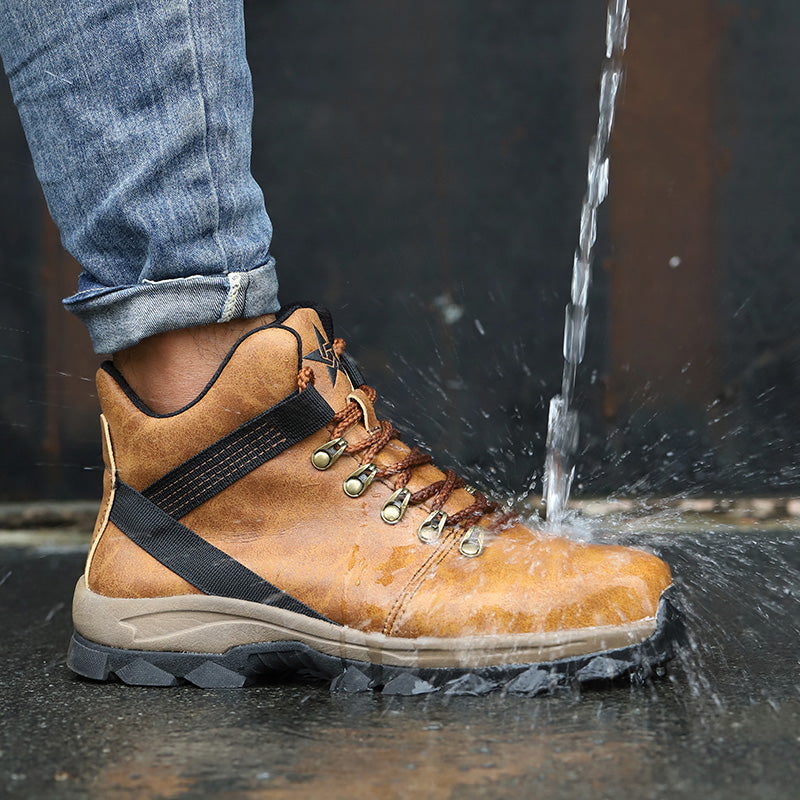 Echo™ Steel Toe Work Boots — Heavy-Duty, Anti-Slip, Impact-Resistant Safety Boots (Brown)