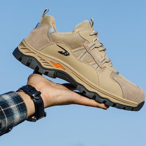 Triton™ J3 Steel Toe Work Shoes — Lightweight, Anti-Slip, Shock-Absorbing Safety Sneakers (Beige)