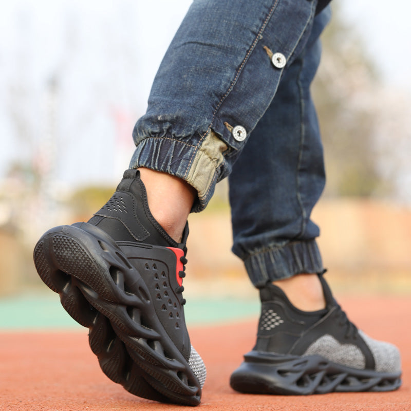 Xenon™ Grey Steel Toe Work Sneakers — Lightweight, Breathable, Anti-Slip Safety Shoes for Men