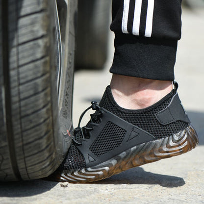 Hemera™ Airflow Black Steel Toe Work Sneakers — Lightweight, Breathable, Anti-Slip Safety Shoes