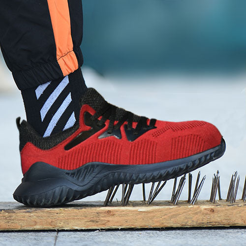 Pontus™ Steel Toe Safety Sneakers — Lightweight, Breathable, Shock-Absorbing Work Shoes (Red)