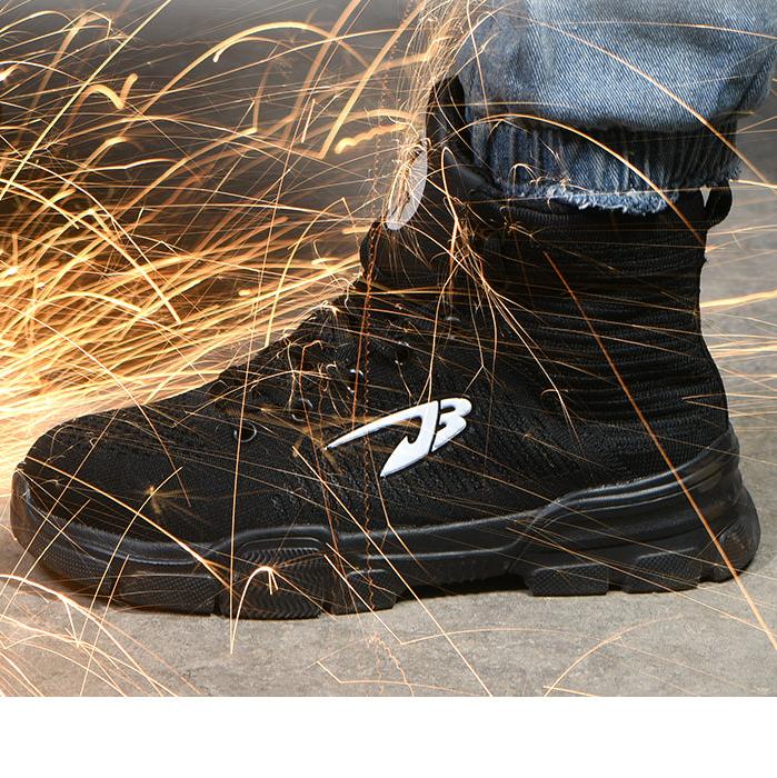 Perseus™ J3 Black X High-Top Steel Toe Sneakers — Lightweight, Anti-Slip, Shock-Absorbing Safety Footwear