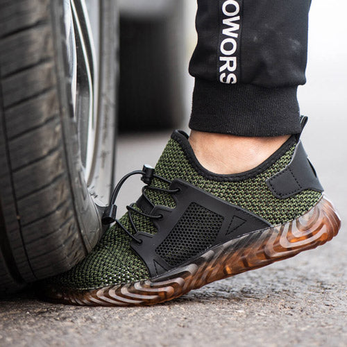 Hemera™ Airflow Dark Green Steel Toe Work Sneakers — Lightweight, Breathable, Anti-Slip Safety Shoes for Men