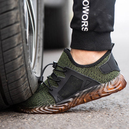 Hemera™ Airflow Dark Green Steel Toe Work Sneakers — Lightweight, Breathable, Anti-Slip Safety Shoes for Men