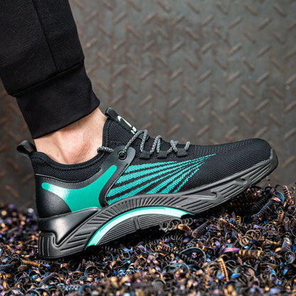 Aidos™ J3 Black-Gren Steel Toe Work Sneakers — Lightweight, Breathable, Anti-Slip Safety Shoes for Men