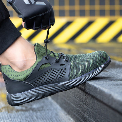 Harmonia™ Dark Green Steel Toe Safety Sneakers — Lightweight, Breathable, Anti-Slip Women’s Work Shoes