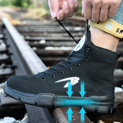 Perseus™ J3 Black X High-Top Steel Toe Sneakers — Lightweight, Anti-Slip, Shock-Absorbing Safety Footwear