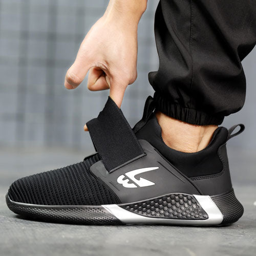 Orion™ J3 Steel Toe Slip-On Sneakers — Lightweight, Anti-Slip, Shock-Absorbing Safety Shoes (Black)