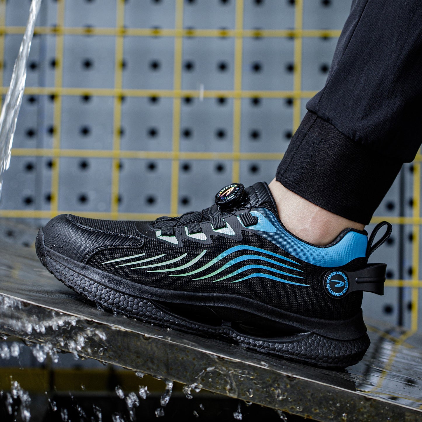 Kharon J3™ Steel Toe Sneakers Black/ Blue — Lightweight, Impact-Resistant, Anti-Slip Work Safety Shoes for Men