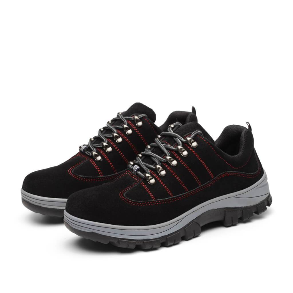 Hypnos™ Black-Red Steel Toe Work Sneakers — Lightweight, Anti-Slip, Durable Safety Shoes