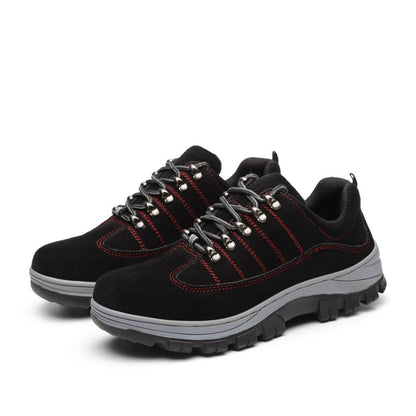 Hypnos™ Black-Red Steel Toe Work Sneakers — Lightweight, Anti-Slip, Durable Safety Shoes