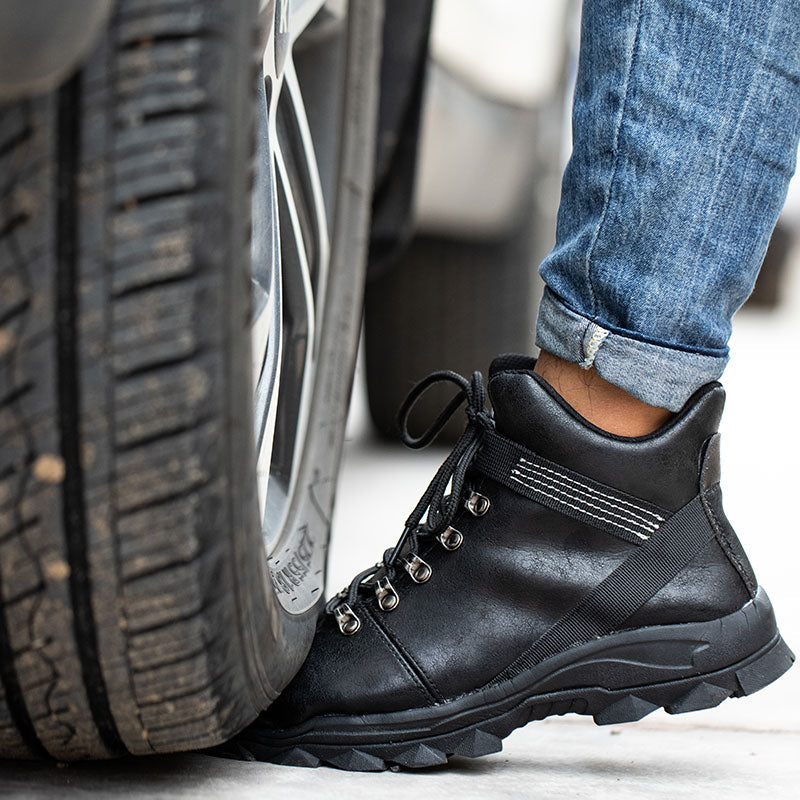 Echo™ Steel Toe Work Boots — Heavy-Duty, Anti-Slip, Impact-Resistant Safety Boots (Black)