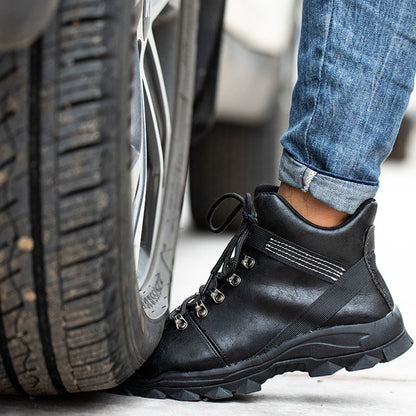 Echo™ Steel Toe Work Boots — Heavy-Duty, Anti-Slip, Impact-Resistant Safety Boots (Black)