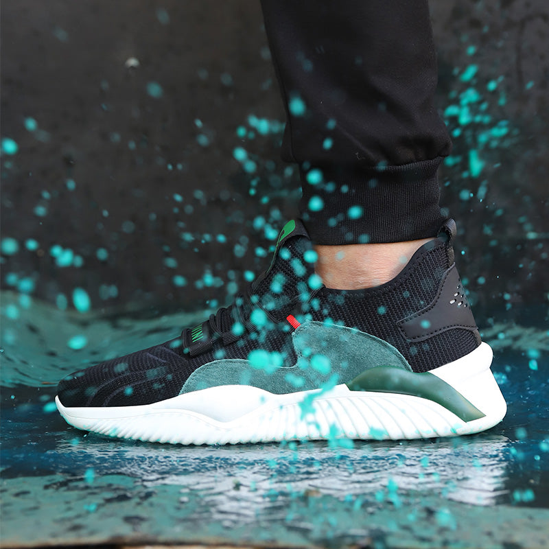 Helios™ Kivini Black-Green Steel Toe Work Sneakers | Lightweight, Slip-Resistant Safety Shoes