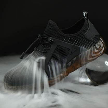 Hemera™ Airflow Black Steel Toe Work Sneakers — Lightweight, Breathable, Anti-Slip Safety Shoes