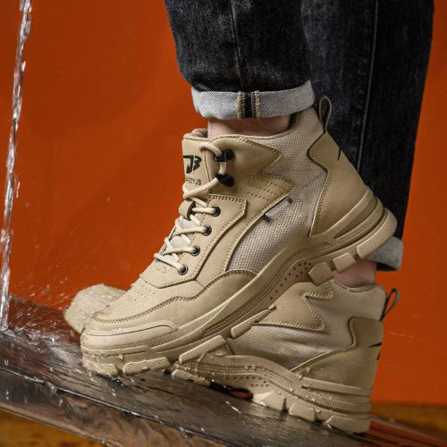 Erebus J3™ Steel Toe Work Boots — Lightweight, Slip-Resistant, Waterproof Safety Boots (Grey)