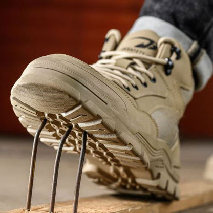 Erebus J3™ Steel Toe Work Boots — Lightweight, Slip-Resistant, Waterproof Safety Boots (Brown)