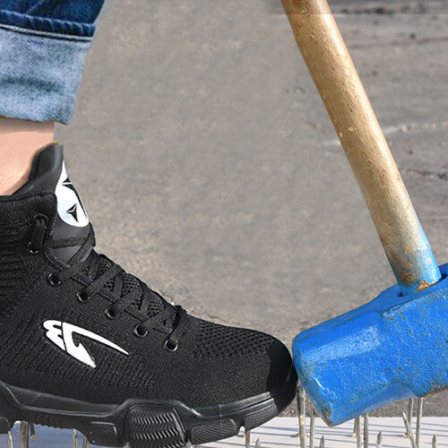 Perseus™ J3 Black X High-Top Steel Toe Sneakers — Lightweight, Anti-Slip, Shock-Absorbing Safety Footwear