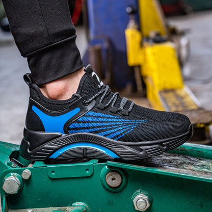 Aidos™ J3 Black-Bleu Steel Toe Work Sneakers — Lightweight, Breathable, Anti-Slip Safety Shoes for Men