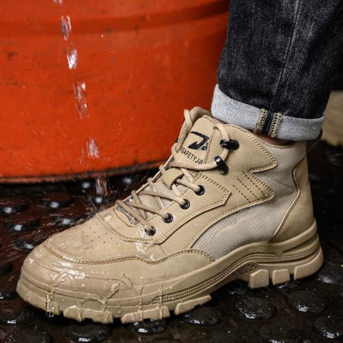 Erebus J3™ Steel Toe Work Boots — Lightweight, Slip-Resistant, Waterproof Safety Boots (Brown)