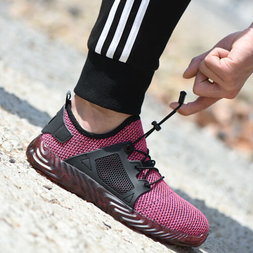 Hemera™ Dark Pink Steel Toe Work Sneakers — Lightweight, Breathable, Anti-Slip Safety Shoes for Women