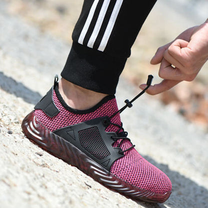 Hemera™ Dark Pink Steel Toe Work Sneakers — Lightweight, Breathable, Anti-Slip Safety Shoes for Women