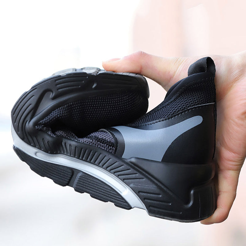 Aidos™ J3 Black-Grey Steel Toe Work Sneakers — Lightweight, Breathable, Anti-Slip Safety Shoes for Men