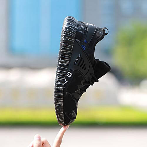 Calypso™ Camo Steel Toe Sneakers — Lightweight, Anti-Slip, Shock-Absorbing Safety Shoes (Black Camo)